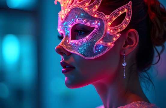 A high tech masquerade princess intricate LED mask