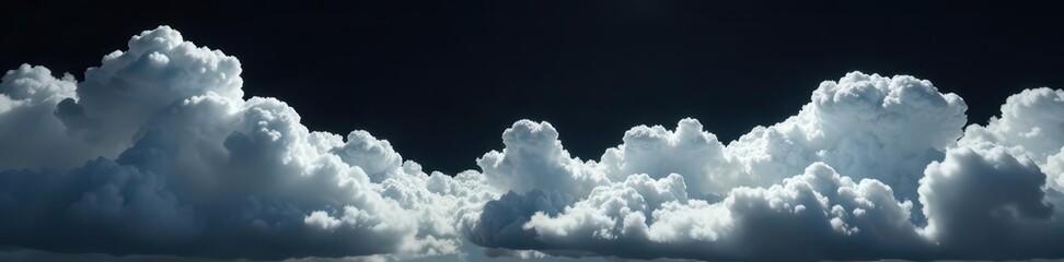 Dense, cumulus clouds against an inky black canvas , photography, illustration, nature