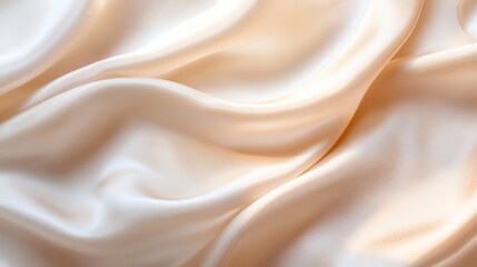 Fototapeta premium Luxurious cream satin fabric with flowing soft waves and silky texture