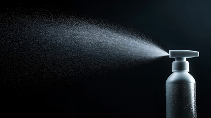 spray bottle on black background