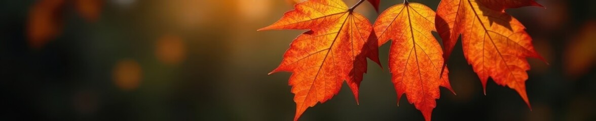 Fototapeta premium Rain-laden autumn leaf, vibrant hues close-up, rain, leaf