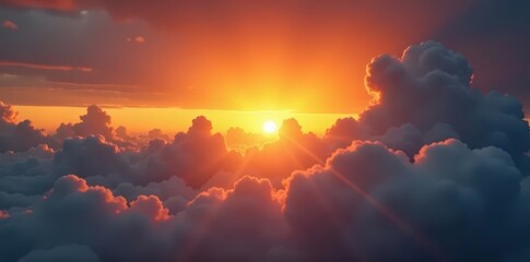 Muted sunrise, thick clouds obscure golden light, soft, cloudscape