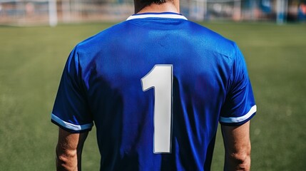 Fototapeta premium Number One Soccer Jersey: A Player's Back