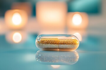 Elegant Magnesium Capsules in Tranquil Spa like Setting with Glowing Candles