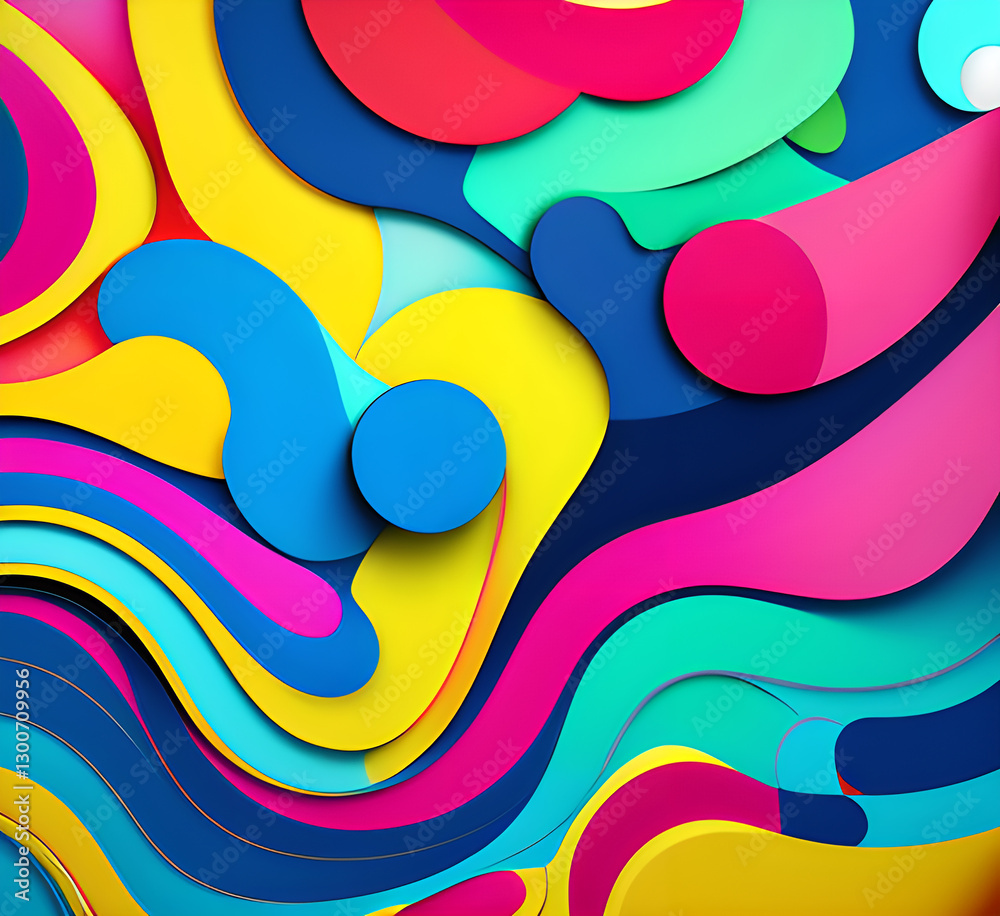 Fototapete this colorful illustration features vibrant abstract layers that flow and swirl gracefully across a 