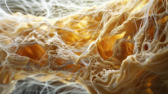 Close up of polyester fibers showing texture and impact on human skin.