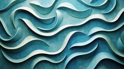 Abstract Aquamarine Wave Pattern with Subtle Texture and Elegant Curves