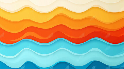 Layered 3D waves in warm and cool color tones.