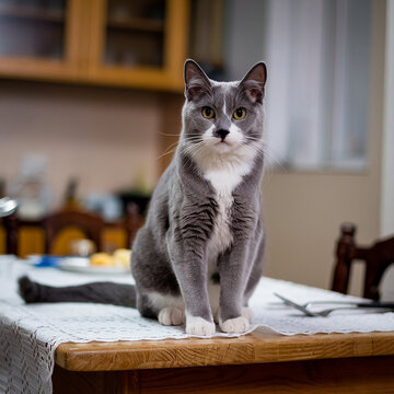 cat on the table-seating a cat-cute cat