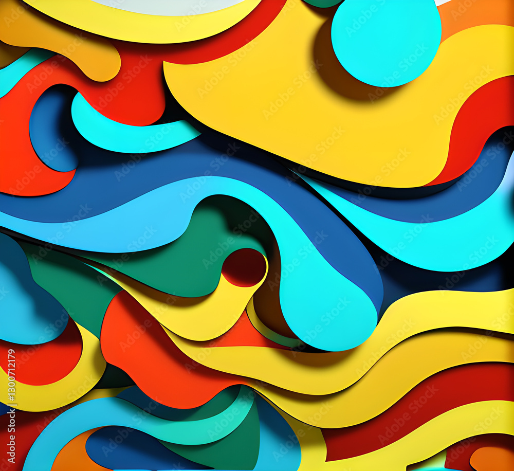 Poster this colorful illustration features vibrant abstract layers that flow and swirl gracefully across a 