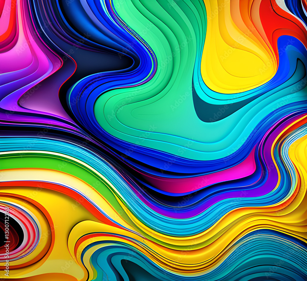 Poster this colorful illustration features vibrant abstract layers that flow and swirl gracefully across a 