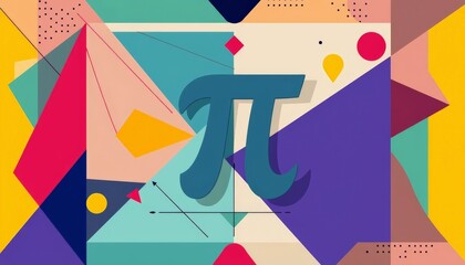 A colorful design featuring the π symbol and geometric shapes, perfect for math-themed educational materials, art projects, and design concepts celebrating mathematics.