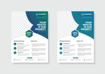 Design of medical flyers corporate medical and medical flyer a4 size creative design  template for printing and vector layout 