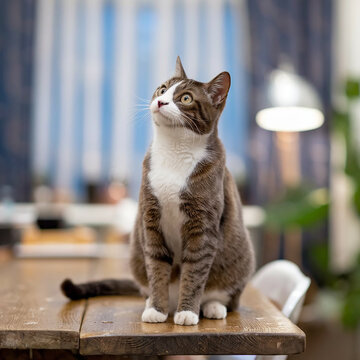 cat on the table-seating a cat-cute cat