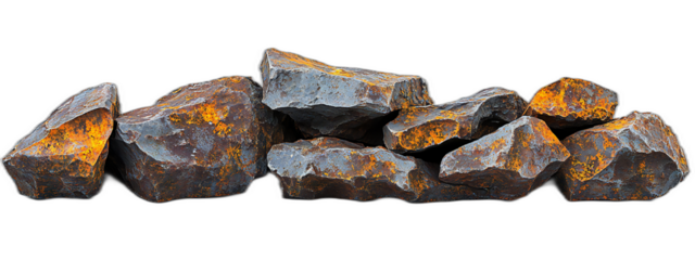 High-Definition Isolated Metal Fragment Featuring Rusty Iron, Zinc, and Copper with Soft Focus Effect on Transparent Background for Creative Use
