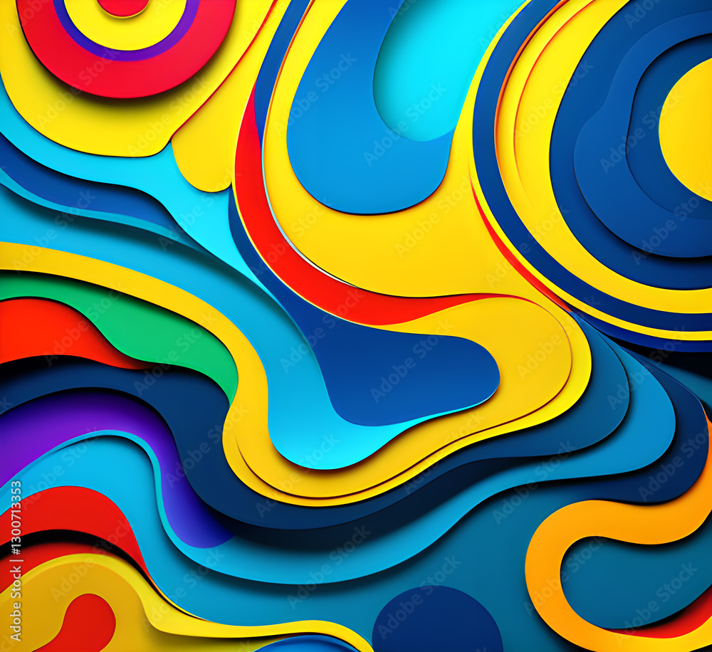 Poster this colorful illustration features vibrant abstract layers that flow and swirl gracefully across a 