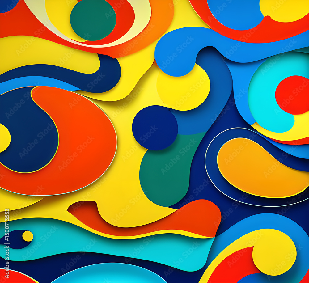 Poster this colorful illustration features vibrant abstract layers that flow and swirl gracefully across a 