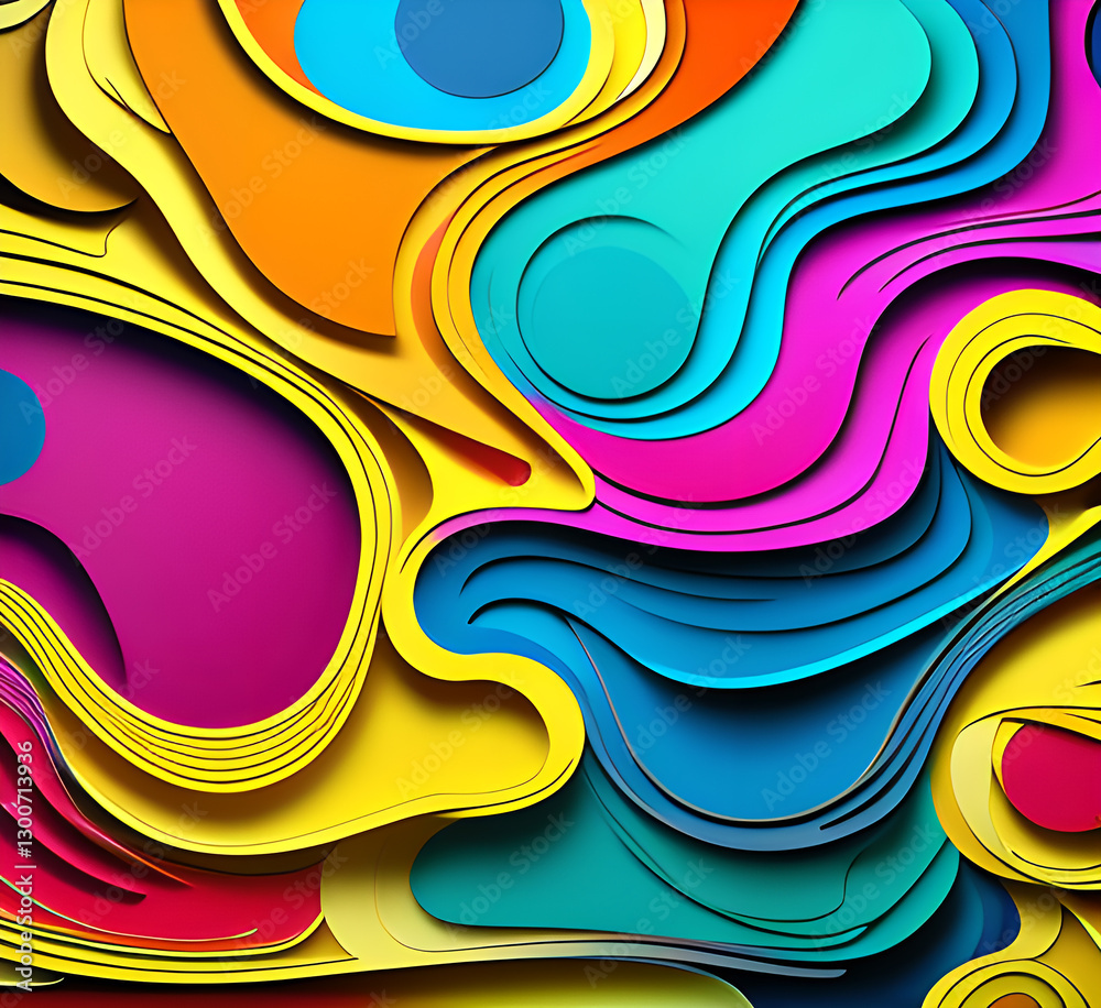 Poster this colorful illustration features vibrant abstract layers that flow and swirl gracefully across a 