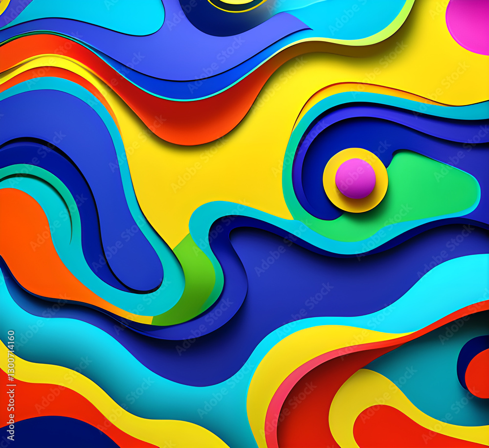 Poster this colorful illustration features vibrant abstract layers that flow and swirl gracefully across a 