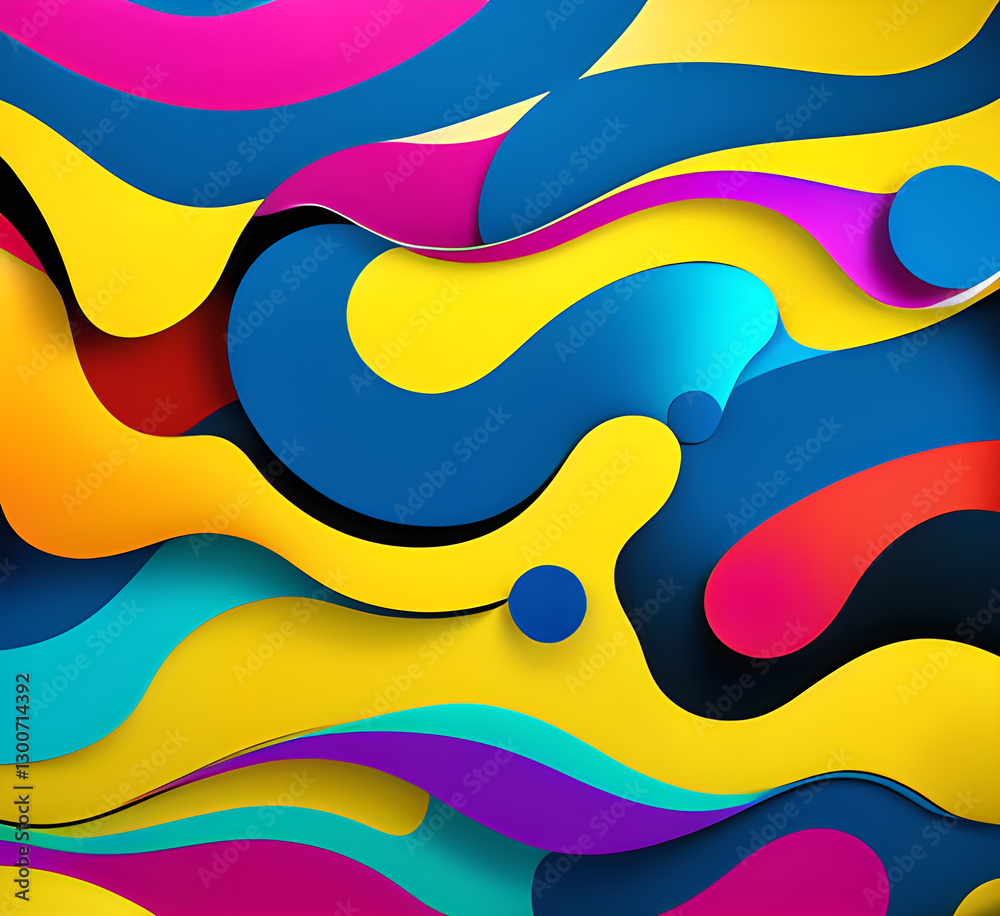 Poster this colorful illustration features vibrant abstract layers that flow and swirl gracefully across a 