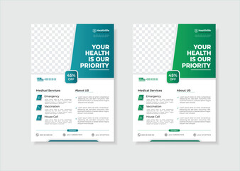 Design of medical flyers corporate medical and medical flyer a4 size creative design  template for printing and vector layout 