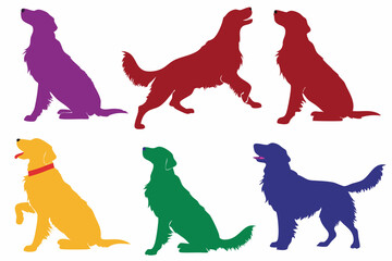 set of Golden Retriever  Silhouette vector illustration