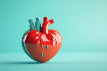 Polished 3D Cartoon Heart with Emotional Depth and Bright Dynamic Lighting