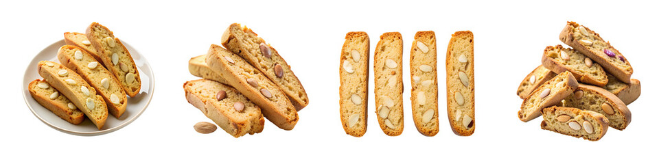 Crunchy Homemade Almond Biscotti A Perfect Blend of Tradition and Flavor for Your Coffee Break On A Isolated White Background
