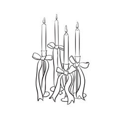 Hand drawn candle holder with bow line art