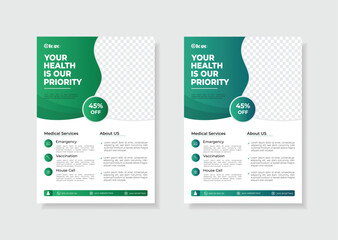 Design of medical flyers corporate medical and medical flyer a4 size creative design  template for printing and vector layout 