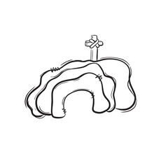 Hand drawn resurrection scene, easter clip art, he is risen clip art