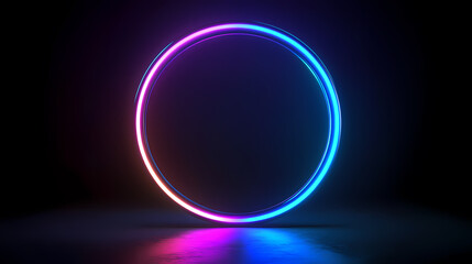 Neon Circular Light with Blue, Pink, and Purple