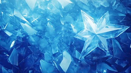 blue crystal background with big star ,beautiful background , generate AI