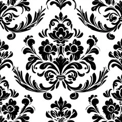 Fototapeta premium Elegant Damask Patterns in Monochrome Backdrop for Decorative Design