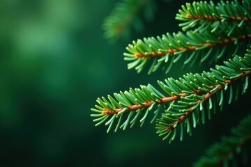 Deep green pine needles, textured branches, frosted tips , foliage, natural, spruce