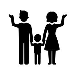 Family icon featuring parents and child in minimalist design style