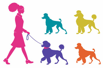 set of Poodle Silhouette vector illustration