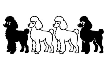 set of Poodle Silhouette vector illustration