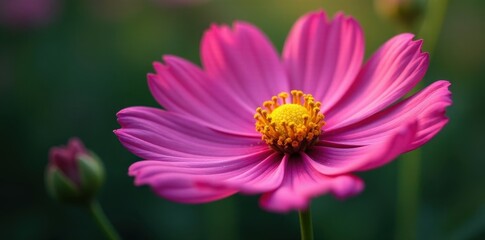 Fototapeta premium Intricate cosmos flower head, deep color saturation, natural setting , summer, white