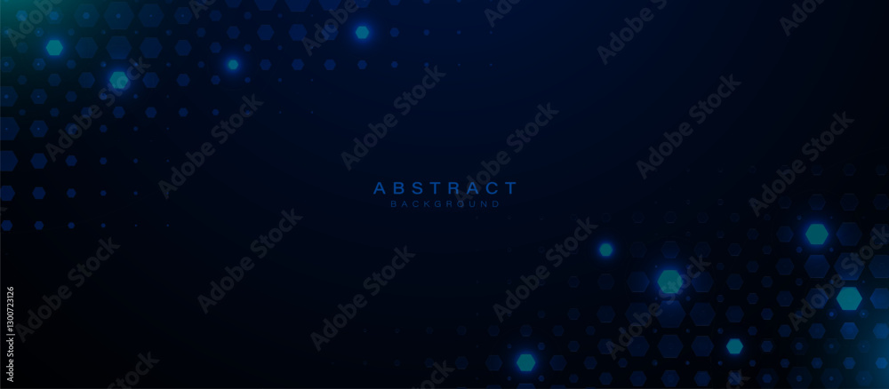 Poster futuristic dark blue hexagonal abstract background
