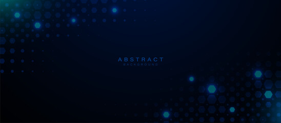 Obraz premium Futuristic Dark Blue Hexagonal Abstract Background