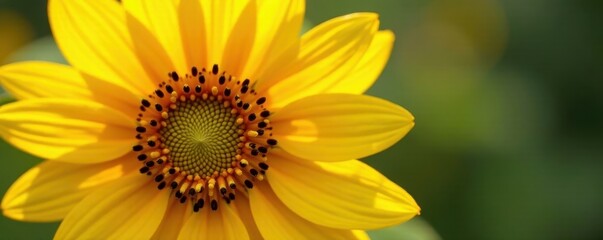 Obraz premium Single sunflower close-up, showing pollen and detail, detail, wildflower, isolated