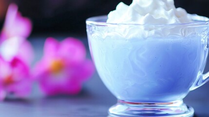 Delicious Lavender Latte with Whipped Cream  Refreshing Drink