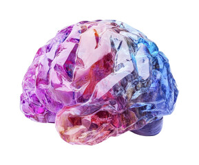 Colorful crystal brain design showcasing creativity and intellect, ideal for educational materials and innovative projects, cut out