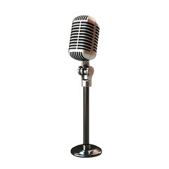 Fototapeta premium vintage-style microphone on a black stand. designed for capturing audio. particularly in music or spoken word performances the microphone's classic design suggests a connection to the entertainment in