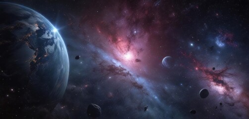 Obraz premium Cosmic Universe Background with Stars and Galaxy, space, starry field, stellar bodies