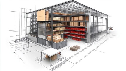 Modern Warehouse Architecture with Storage Solutions