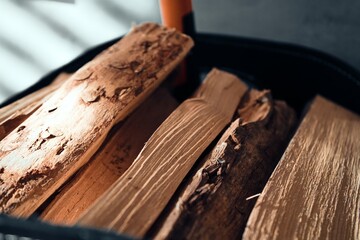 Stacked Firewood in Soft Morning Light