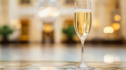 Champagne flute in grand hall