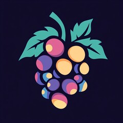 Vibrant Grape Cluster: A Modern, Abstract Logo Design on a Dark Background